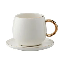 Lene Bjerre Clara Espressokopp Med Fat 15 Cl White-Light Gold Fashion