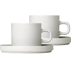 Blomus Pilar Kaffekopp Med Fat 2-Stk. Moonbeam Sale