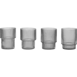 Ferm LIVING Ripple Glass 4-Pakn. Smoked Grey Discount