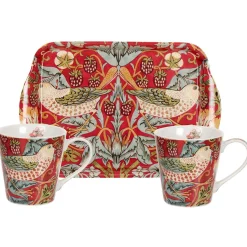 Pimpernel Strawberry Thief Kopp Og Brikksett Rod Outlet