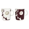 Marimekko Unikko Kopp 2,5 Dl 2-Pakning Clay-Dark Wine-White New