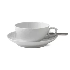 Royal Copenhagen White Fluted Half Lace Tekopp Med Skal Online